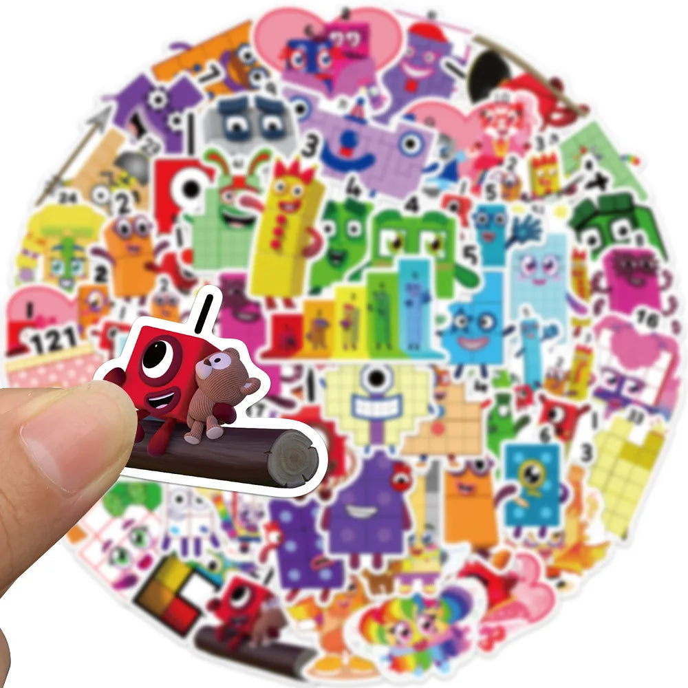 52Pcs Cartoon Stickers Numbers Building Block Notebook Laptop Scrapbooking Teacher Supplies Classroom Water Bottle Skates Toys (ONLINE ORDER ONLY)