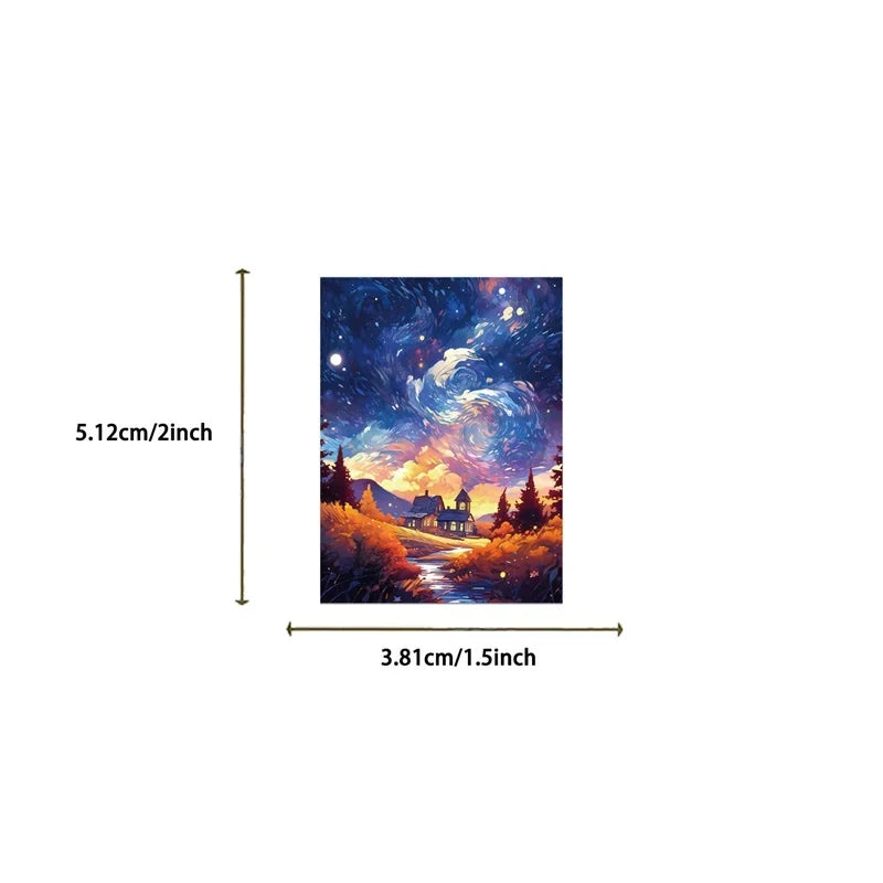 10/30/50PCS Cartoon Starry Sky Paint PVC Sticker Aesthetic Decoration Scrapbooking Sketchbook Korean Stationery School Supplies (ONLINE ORDER ONLY)