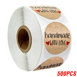 500pcs Vintage Kraft Paper Stickers Scrapbook Gift Stationery Label Stickers Handmade With Love Thank You For The Stickers (ONLINE ORDER ONLY)