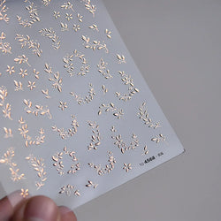 Hot Stamping Silver Rose Gold Tender Leaf Branches Flower Slash Leaves Maple Leaves Ginkgo Plant Flower Nail Art Stickers Decals (ONLINE ORDER ONLY)