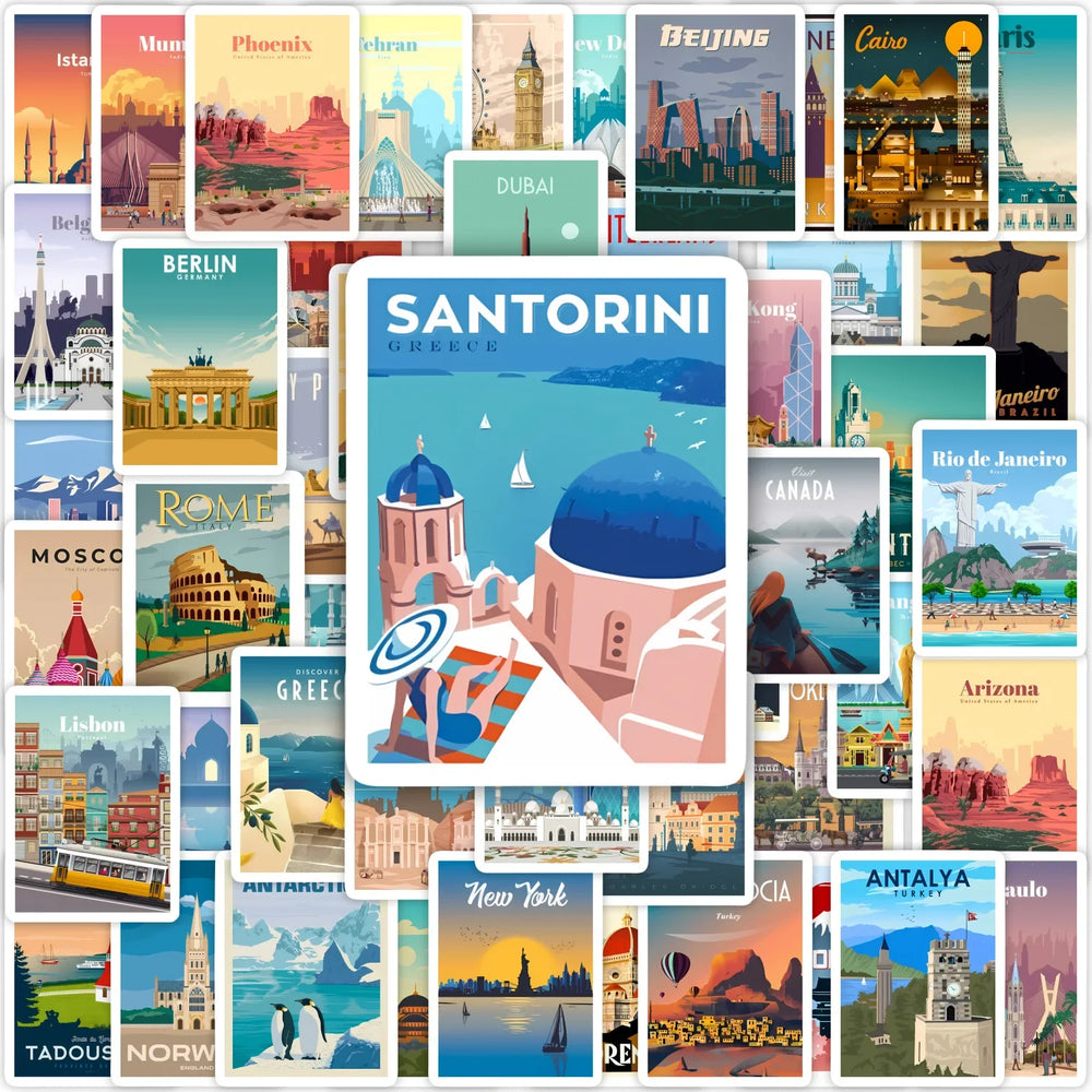World Famous City Stickers Architecture Travel Scenery DIY Toy Gift Graffiti Decal for Phone Luggage Laptop Scrapbook Waterproof (ONLINE ORDER ONLY)