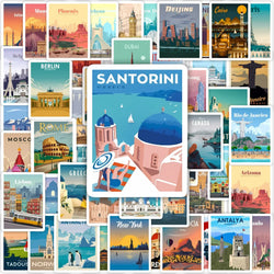 World Famous City Stickers Architecture Travel Scenery DIY Toy Gift Graffiti Decal for Phone Luggage Laptop Scrapbook Waterproof (ONLINE ORDER ONLY)