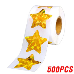 100-500pcs Holographic Star Reward Stickers Corlorful Adhesive Star Stickers Reward Chart Decorative Toy Gifts Sticker Labels (ONLINE ORDER ONLY)