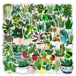 Cartoon Green Plant Stickers for Laptop, Luggage, Phone, Scrapbook, DIY Decor (Online Order Only)