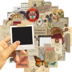 50Pcs Retro Archives Stickers For Laptop Luggage Guitar Skateboard Fridge Notebook Sticker Vintage Newspaper Graffiti Decals (ONLINE ORDER ONLY)