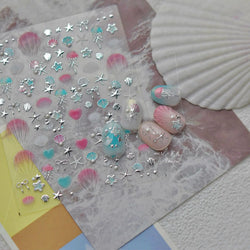 Halo Dyeing Ocean Shell Conch Starfish Pearl Love Heart Bowknot Jellyfish Adhesive Nail Art Stickers Manicure Decals Wholesale (ONLINE ORDER ONLY)