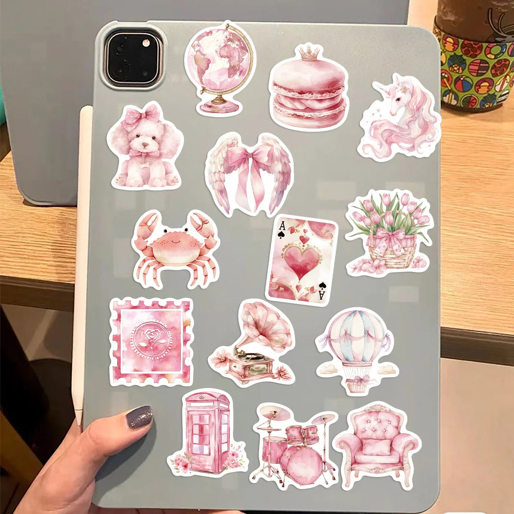 50pcs Pink Aesthetics Stickers Vinyl Decals DIY Skateboard Phone Laptop Car Luggage Bike Cool Waterproof Sticker (ONLINE ORDER ONLY)