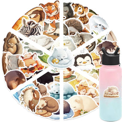50pcs Sleeping Animals Cartoon Stickers Perfect for Scrapbooking Diaries Laptops Bumpers Water Bottles Computers Phones Sticker (Online Order Only)