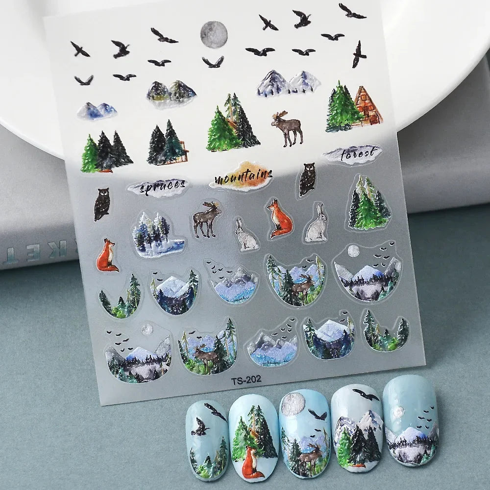 Chic Dragonfly Spider Insect Butterfly 3D Self Adhesive Nail Art Decoration Sticker Heart Puppy Flower Manicure Decal Y2K Flower (ONLINE ORDER ONLY)