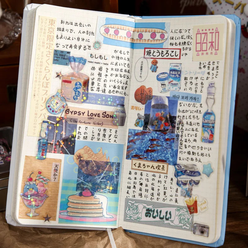 2pcs/set Y2K Retro Shop Series Glitter Decorative Sticker Journal Handbook Photocard Scrapbooking Kawaii Sticker Kids Gift (ONLINE ORDER ONLY)