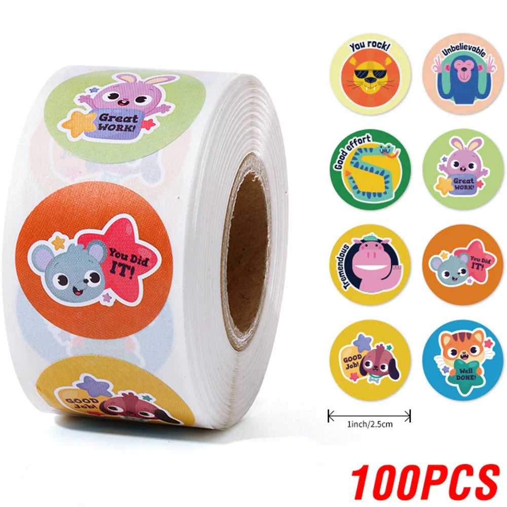 100-500Pcs Teacher Reward Sticker Fun Motivation Animal Sticker For School Teacher Student Stationery Stickers (ONLINE ORDER ONLY)