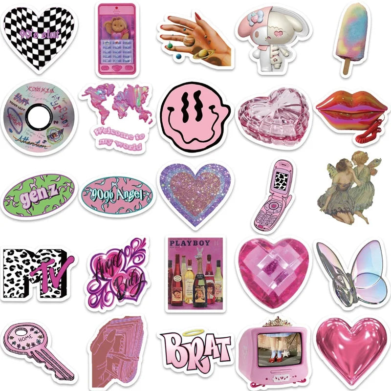 10/30/58PCS Girl Leopard Korean Stationery Sticker Aesthetic Children's PVC Decoration Scrapbooking School Supplies for Kids (ONLINE ORDER ONLY)