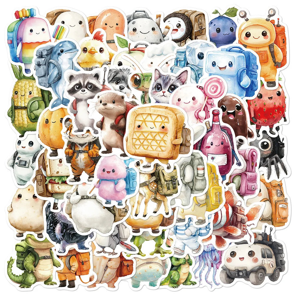 50pcs Cute Character Graffiti Stickers for Helmet, Desktop, Wall Decoration, DIY Pack Wholesale (Online Order Only)
