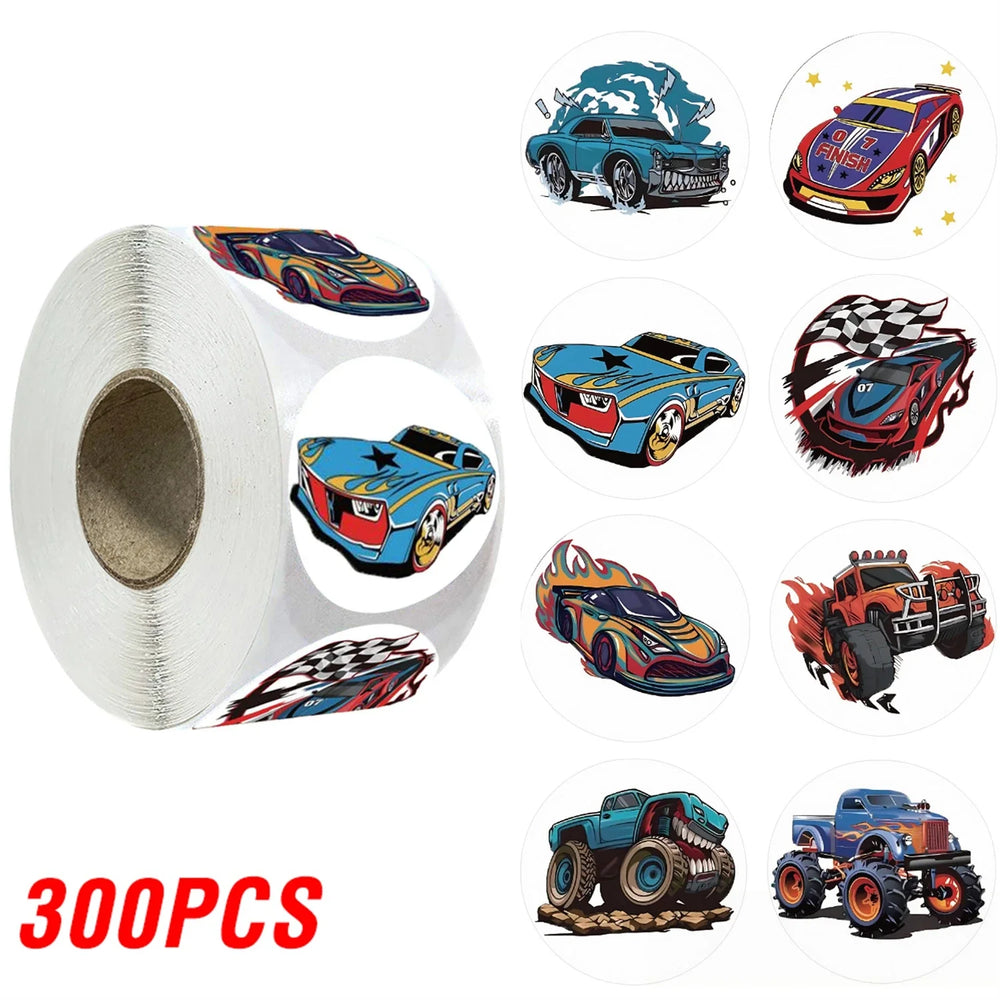 100-500pcs Car Toy Cars and Vehicles Shaped Sticker Decoration Gift Box Sticker Label Stationery Sticker 2.5cm/1inch (ONLINE ORDER ONLY)