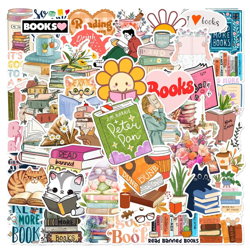 Books Graffiti Stickers for DIY Scrapbook, Suitcase, Water Bottle, Phone, Laptop, Guitar, Toy - 10/25/50pcs (Online Order Only)