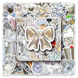 50Pcs Silver Cartoon Waterproof Vinyl Stickers for Skateboard Snowboard (Online Order Only)