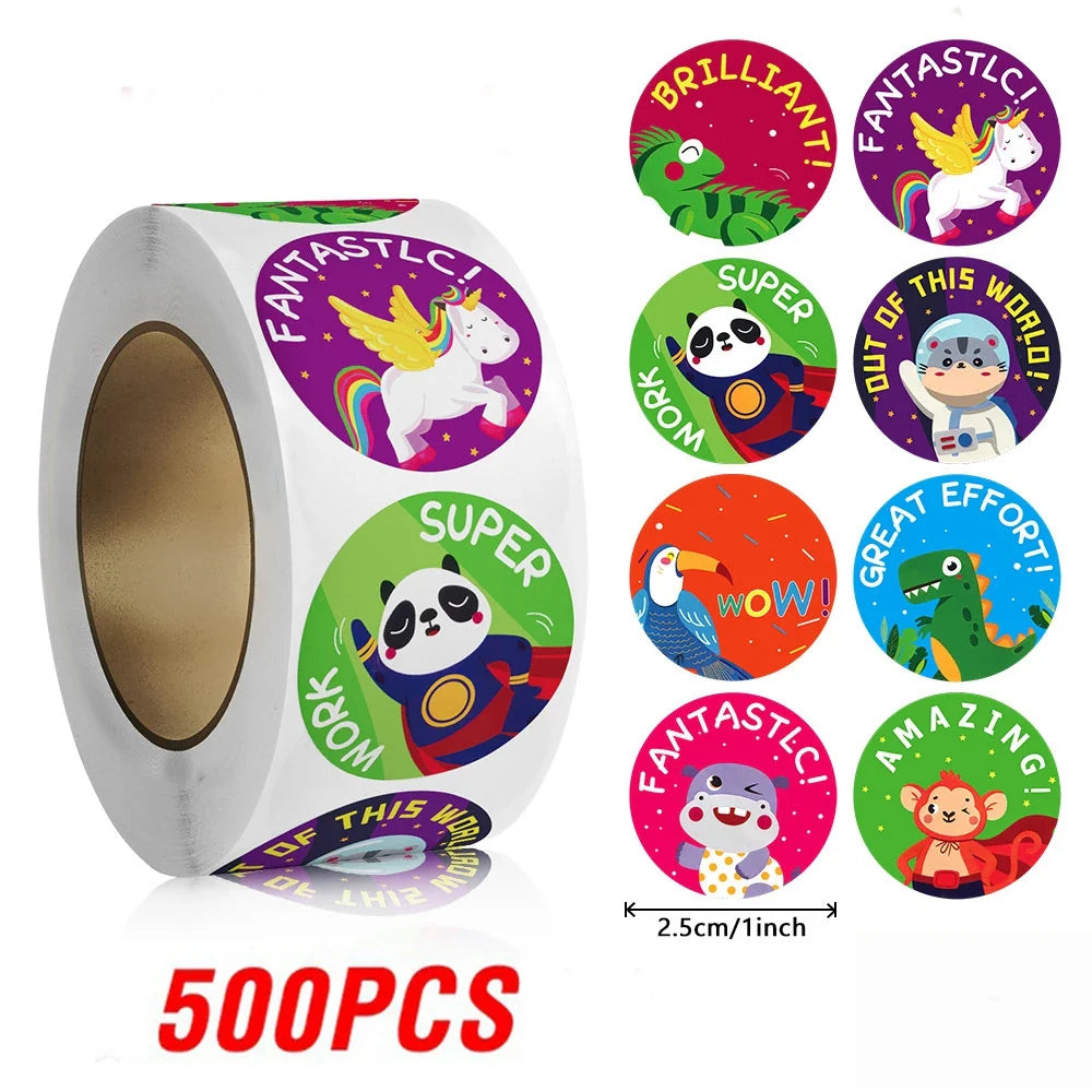 100-500pcs Cute Animal Panda Stickers for Envelope Praise Reward Student Work Label Stationery Seal Lables 1inch/2.5cm (ONLINE ORDER ONLY)