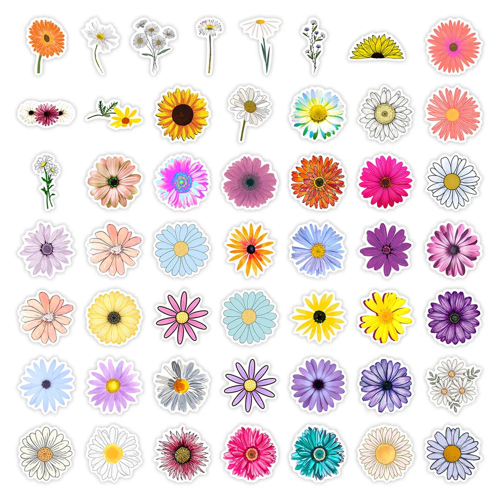 10/25/50PCS Autumn Flower Daisy Sunflower Sticker Packs (ONLINE ORDER ONLY)