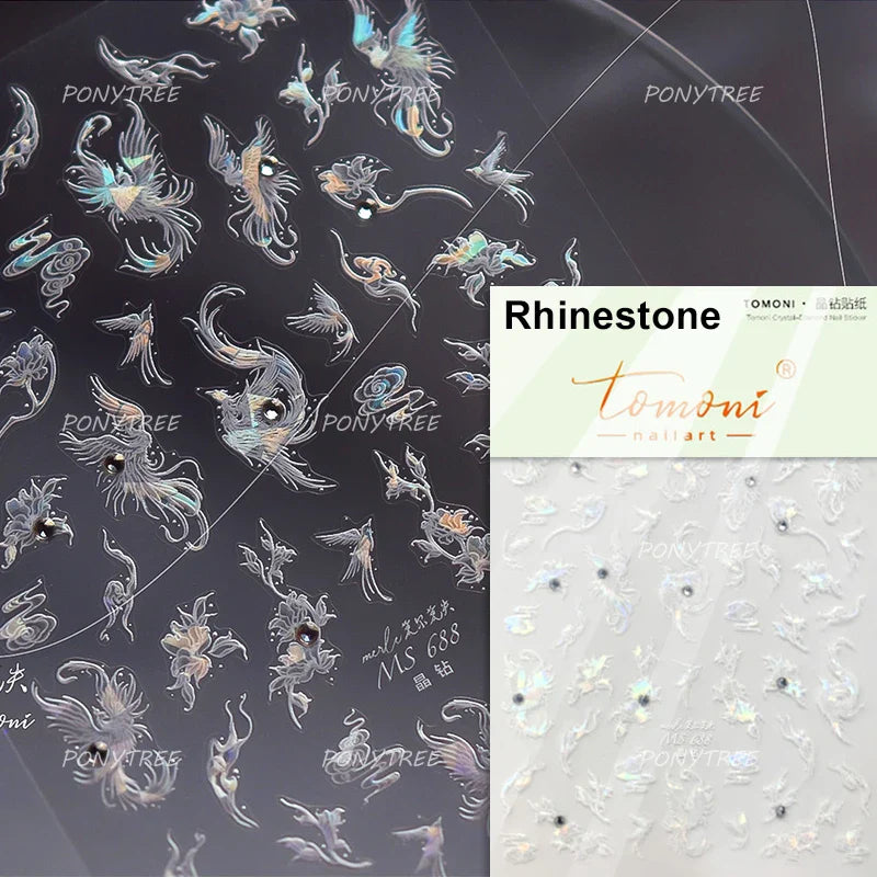 Transparent Purple Pink Gradient Wing Pinion Feather Housefly Wings Shiny Adhesive Nail Art Decoration Stickers Manicure Decals (ONLINE ORDER ONLY)