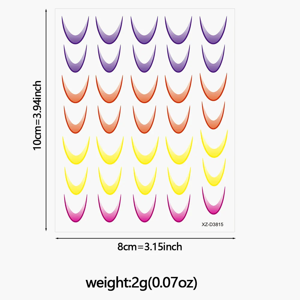 9/18pcs Gradient Color Line Design Nail Art Stickers 3D Dopamine Y2K French Nail Decals Self-Adhesive Ombre Manicure Decor Foils (Online Order Only)