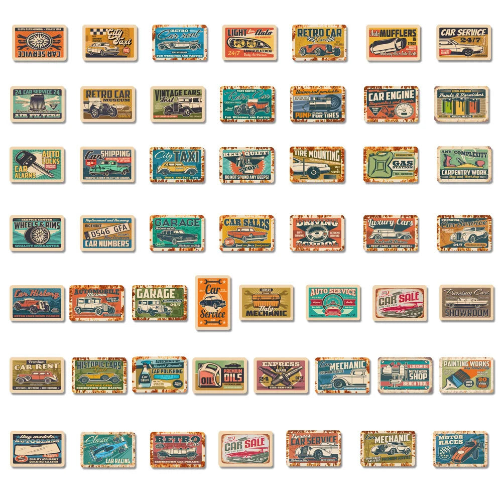 10/30/50pcs Classic Retro Modified Racing Car Motorcycle Stickers Laptop Phone Motorcycle Luggage Bike Cool Waterproof Sticker (ONLINE ORDER ONLY)