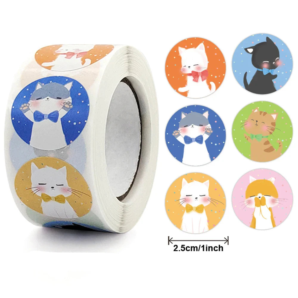 100-500PCS  Round Cartoon Thank You Stickers Cute Sun Rainbow Clouds animals Sticker For Gift Decor Labels Kids Reward Sticker (ONLINE ORDER ONLY)
