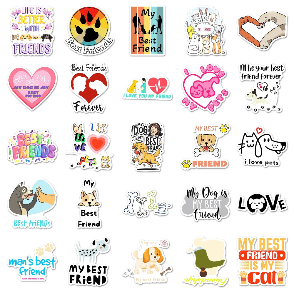 10/30/50PCS Pets are Best Friends Stickers Dog Cat Aniamls Decals Graffiti DIY Luggage Laptop Guitar Bike Skateboard Sticker Toy (ONLINE ORDER ONLY)
