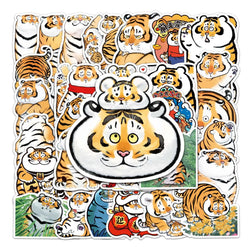 50Pcs Tiger Cartoon Waterproof Vinyl Stickers for Skateboard Snowboard (Online Order Only)