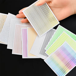 1Pc Laser Silver Gold Lines Stripe Nail Sticker Metal Strip Luxury Nails Slider Self Adhesive Slider Papers Transfer Stickers *& (Online Order Only)