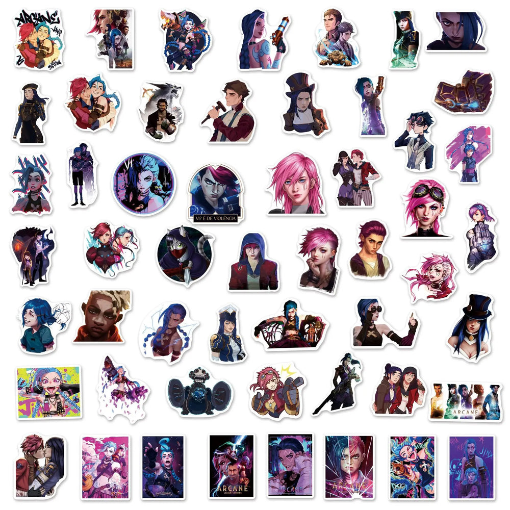 10/30/50PCS Arcane League of Legends Stickers Cool Game Animation Sticker Scrapbook Luggage Laptop Phone Guitar Bike Cartoon Toy (Online Order Only)