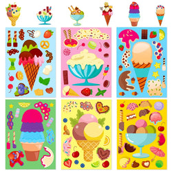 6pcs Ice Cream Dessert DIY Cute Food Cartoon Puzzle Sticker Creative Sweet Face Changing Stickers Children's toys (Online Order Only)