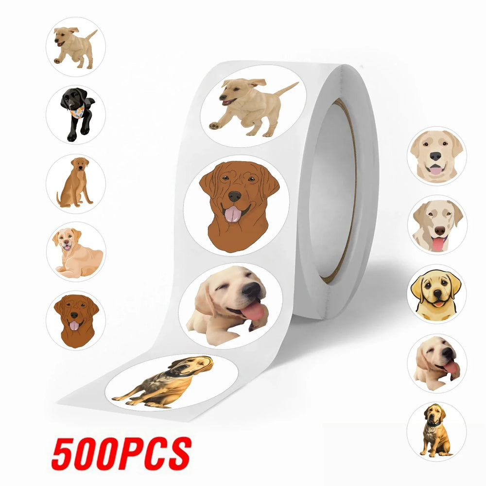 100-500pcs 1inch Animal Dog Stickers Roll for Envelope Praise Reward Student Label Stationery Seal Lable Child Toy Gift (ONLINE ORDER ONLY)
