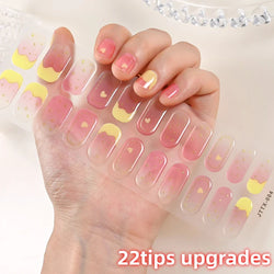 22Tips Semi Cured Gel Nail Wraps 3D UV Gel Nail Stickers Flowers Gradient Color Adhesive Full Cover Designer DIY Manicure Arts & (Online Order Only)