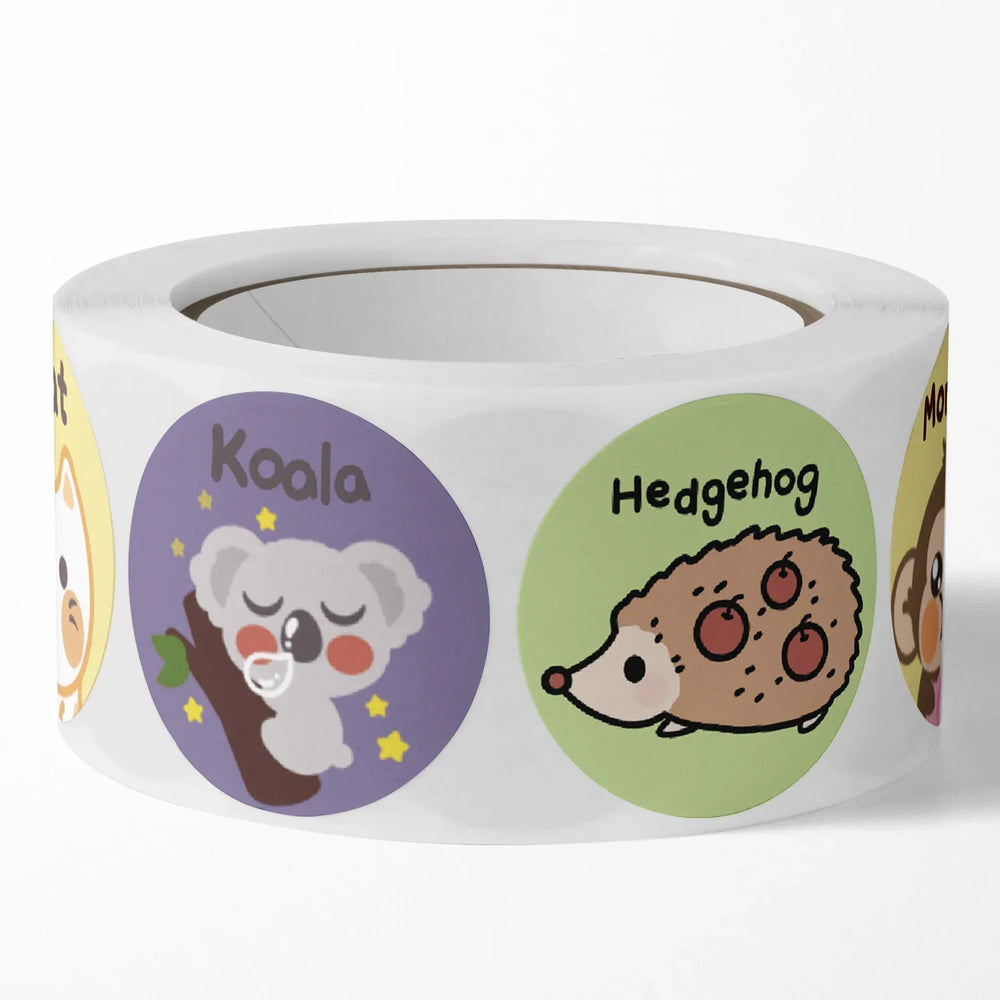 100-500 Pcs 2.5cm Cute Animal  Monkey Cat Stickers Roll for Envelope Praise Reward Student Kid Work Label Stationery Seal Lable (ONLINE ORDER ONLY)