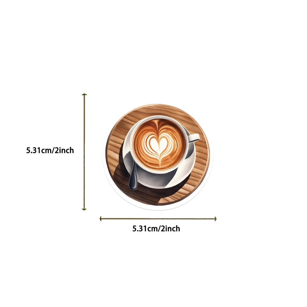 50pcs Cute Cartoon Coffee Lover Stickers Vinyl Laptop Decals For Luggage Water Bottle Notebook Phone Waterproof Graffiti﻿ (ONLINE ORDER ONLY)