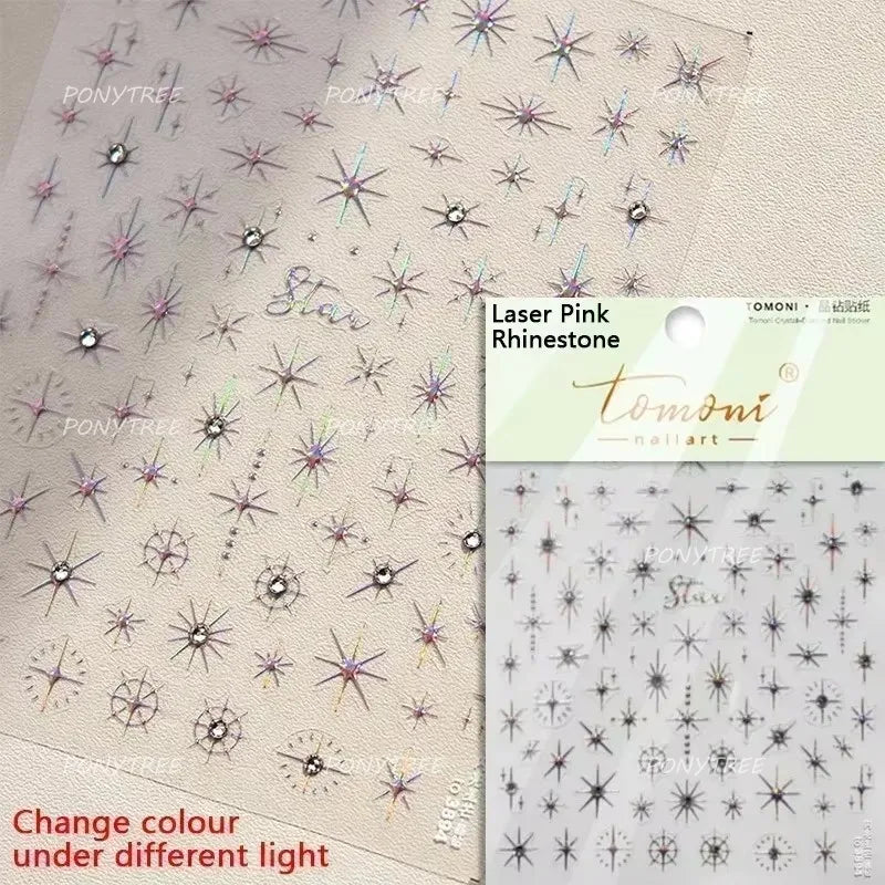 Star Moon Love Heart Curved Line Arc Dreamy Necklace Hanging in The Air Starry Night Adhesive Nail Art Stickers Manicure Decals (ONLINE ORDER ONLY)