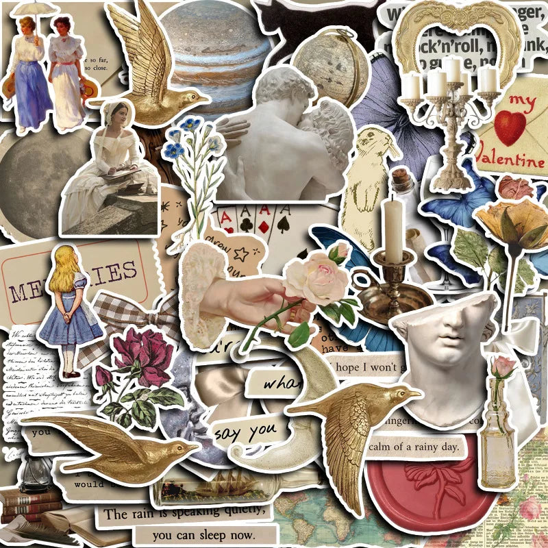 Retro Art Plaster Stickers: Phone, Laptop, Luggage, Skateboard Decals (10/30/50PCS) (ONLINE ORDER ONLY)