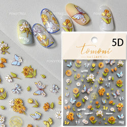 Vivid Honey Bee Ribbon Bowknot Pot Daisy Wreath Flower Shining Tulip Honeycomb Jar Self Adhesive Nail Art Sticker Manicure Decal (ONLINE ORDER ONLY)