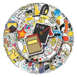 50Pcs Graduation Cartoon Waterproof Vinyl Stickers for Skateboard Snowboard (Online Order Only)