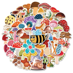 Cartoon Mushroom Stickers Set for Laptop, Luggage, Scrapbook, DIY Notebook (Online Order Only)