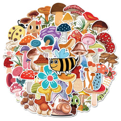 Cartoon Mushroom Stickers Set for Laptop, Luggage, Scrapbook, DIY Notebook (Online Order Only)