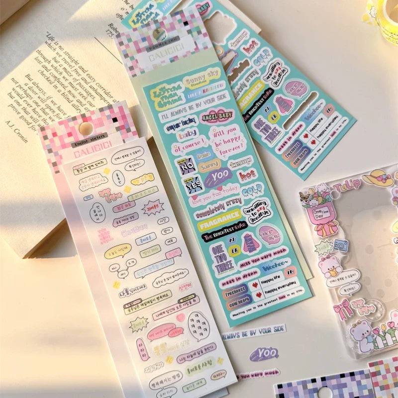 1Pcs Korean Ins Text Material Sticker Scrapbooking Idol DIY Album Decoration Sticker Aesthetic Personalized Kawaii Stationery (Online Order Only)