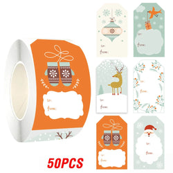 50-250pcs New Merry Christmas Stickers Rectangle Christmas Gift Box Decor Seal Sticker Cute Santa Stickers Stationery (ONLINE ORDER ONLY)