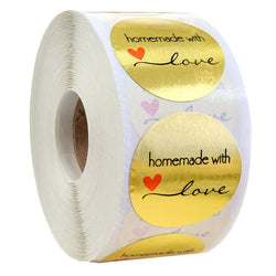 100-500pcs 1Inch DIY Hand Made With Love Label Wedding Stickers Adhesive Sticker Kraft Round Labels Wholesale price (Online Order Only)