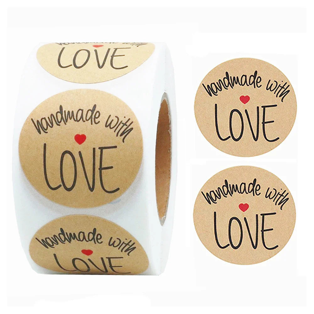 500pcs/roll Handmade with Love Letter Stickers Thank You Stickers Labels Wedding Box Gift Packing Decoration Stationery Stickers (ONLINE ORDER ONLY)