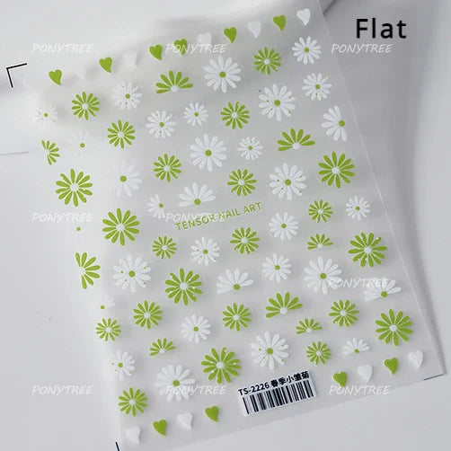 Vivid Honey Bee Ribbon Bowknot Pot Daisy Wreath Flower Shining Tulip Honeycomb Jar Self Adhesive Nail Art Sticker Manicure Decal (ONLINE ORDER ONLY)