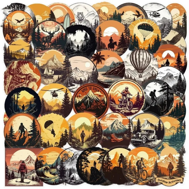50pcs Outdoor Scenery Stickers for Suitcase, Water Cup, Phone, Car, Laptop, Scooter, Refrigerator (ONLINE ORDER ONLY)