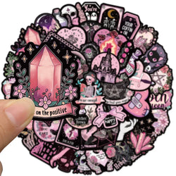 50pcs Gothic Darkness Cute Spooky Horror Stickers Magic Flower Skull Crystal Sticker For Laptop Luggage Guitar Diary Vinyl Decal (Online Order Only)