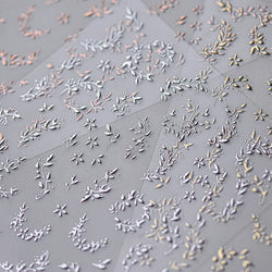 Hot Stamping Silver Rose Gold Tender Leaf Branches Flower Slash Leaves Maple Leaves Ginkgo Plant Flower Nail Art Stickers Decals (ONLINE ORDER ONLY)