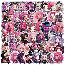 Pink Goth Girl Stickers for Phone Laptop Luggage Skateboard Decals (Online Order Only)